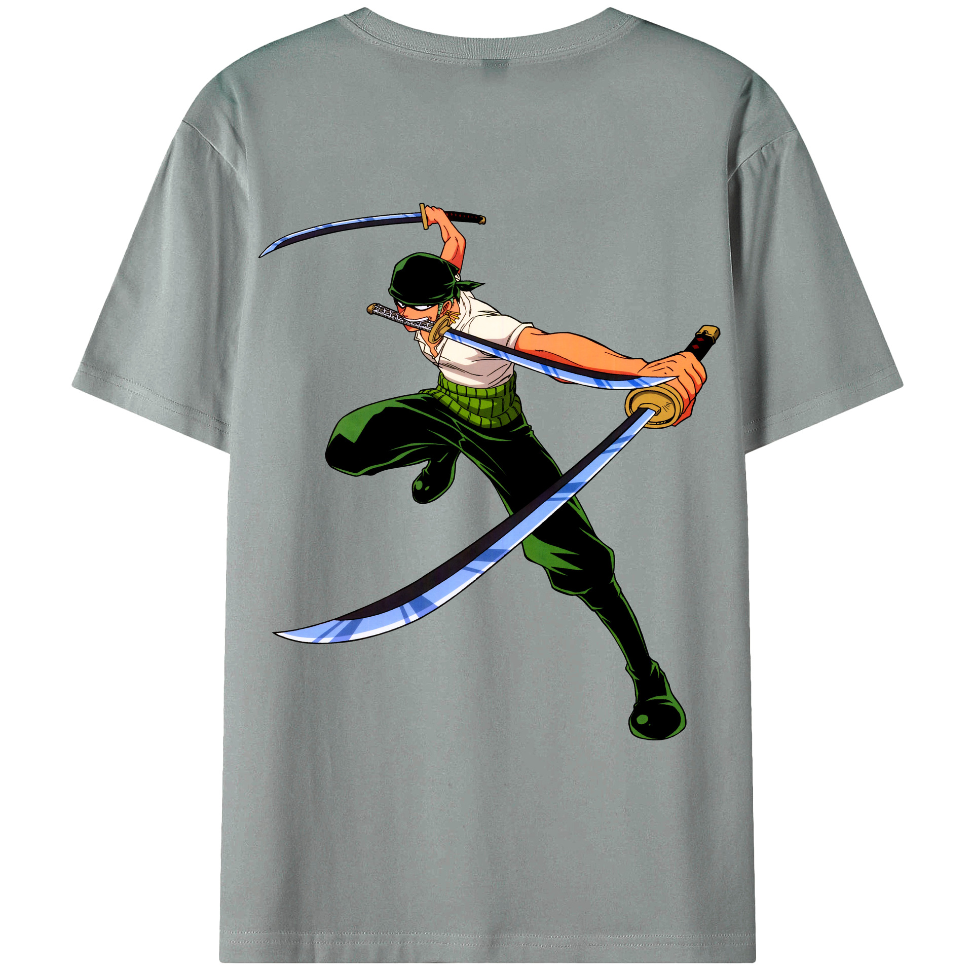 ワンピース ロロノア・ゾロ ONE PIECE Roronoa Zoro 綿100％ メンズ半袖Tシャツ（バックプリント） 通気性